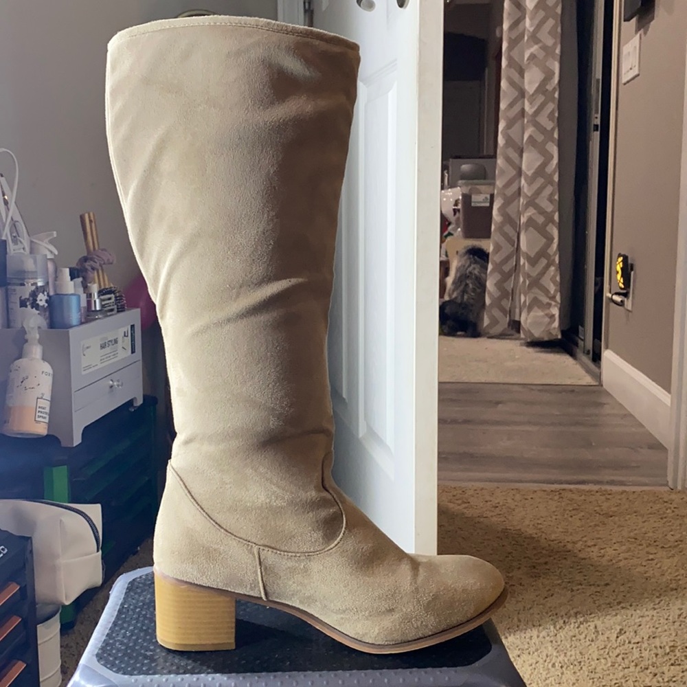 Tan, tall, boot
